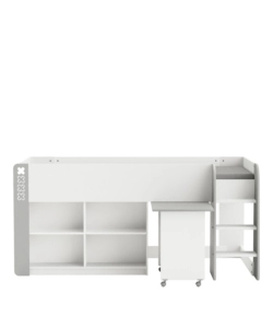 LETTO SINGOLO CON SCRIVANIA ESTRAIBILE BIANCO 210,3X124,2X97,8 CM